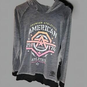 American Fighter Gray Hoodie with Multicolor Design! 🎽🎨 #Hoodie #Design